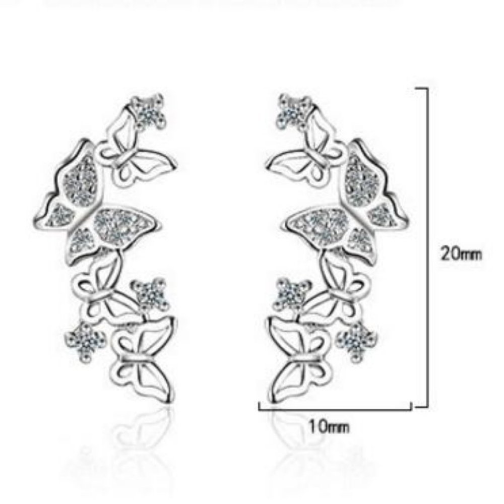 *NEW Sterling Silver Diamond Butterfly Earrings - Picture 6 of 6